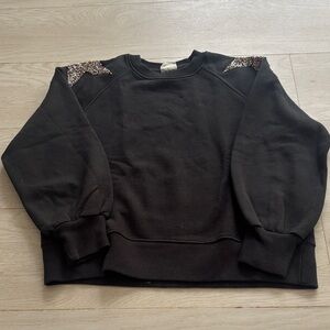 Zara Black Sweatshirt with Glitter Star Accents